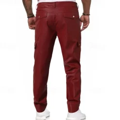 Men's Trousers Casual Pants Lederhosen Pocket Elastic Waist Plain Comfort Outdoor Daily Fashion Casual Black Red Micro-elastic