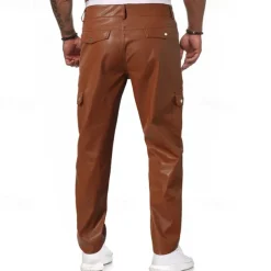 Men's Trousers Casual Pants Lederhosen Pocket Elastic Waist Plain Comfort Outdoor Daily Fashion Casual Black Red Micro-elastic