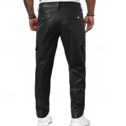 Men's Trousers Casual Pants Lederhosen Pocket Elastic Waist Plain Comfort Outdoor Daily Fashion Casual Black Red Micro-elastic