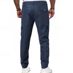 Men's Trousers Casual Pants Lederhosen Pocket Elastic Waist Plain Comfort Outdoor Daily Fashion Casual Black Red Micro-elastic