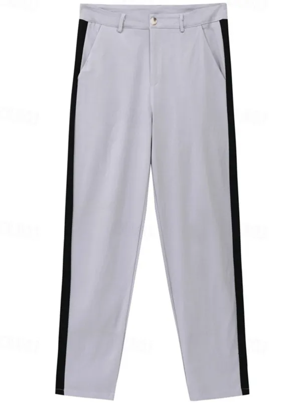 Men's Trousers Chinos Casual Pants Side Stripe Front Pocket Color Block Plain Comfort Soft Daily Holiday Going out Fashion Streetwear Coffee Stretchy