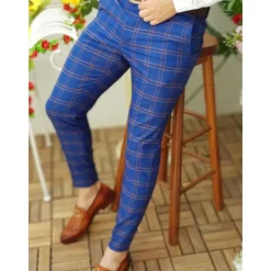 Men's Trousers Chinos Chino Pants Pencil Pants Plaid Dress Pants Plaid Checkered Anti-wrinkle Business Office Party Classic Smart Casual 1 3