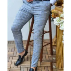 Men's Trousers Chinos Chino Pants Pencil Pants Plaid Dress Pants Plaid Checkered Anti-wrinkle Business Office Party Classic Smart Casual 1 3