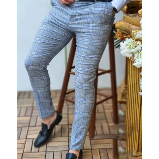 Men's Trousers Chinos Chino Pants Pencil Pants Plaid Dress Pants Plaid Checkered Anti-wrinkle Business Office Party Classic Smart Casual 1 3