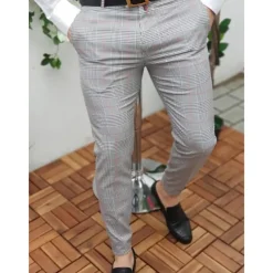 Men's Trousers Chinos Chino Pants Pencil Pants Plaid Dress Pants Plaid Checkered Anti-wrinkle Business Office Party Classic Smart Casual 1 3