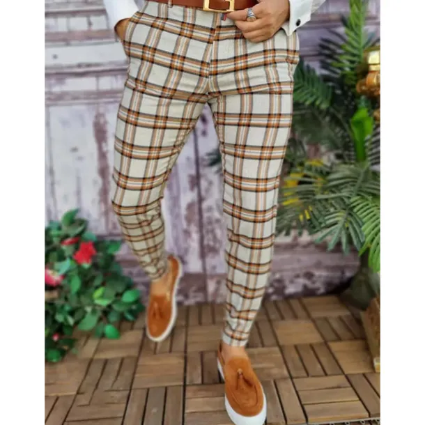 Men's Trousers Chinos Chino Pants Pencil Pants Plaid Dress Pants Plaid Checkered Anti-wrinkle Business Office Party Classic Smart Casual 1 3