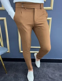 Men's Trousers Chinos Chino Pants Gurkha Pants Pocket High Rise Plain Comfort Breathable Outdoor Daily Going out Fashion Casual Green Khaki