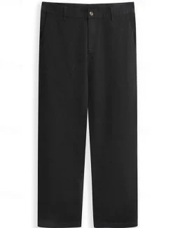 Men's Trousers Chinos Chino Pants Casual Pants Buttons Front Pocket Plain Comfort Soft Business Daily Going out Fashion Streetwear Black White Micro-elastic