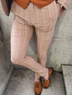 Men's Trousers Chinos Chino Pants Pocket Stripe Comfort Business Daily Streetwear Fashion Basic Orange Khaki