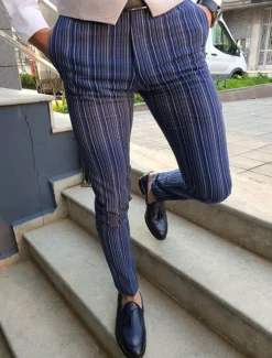 Men's Trousers Chinos Chino Pants Pocket Stripe Comfort Business Daily Streetwear Fashion Basic Orange Khaki