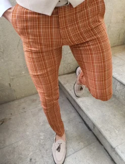 Men's Trousers Chinos Chino Pants Pocket Stripe Comfort Business Daily Streetwear Fashion Basic Orange Khaki