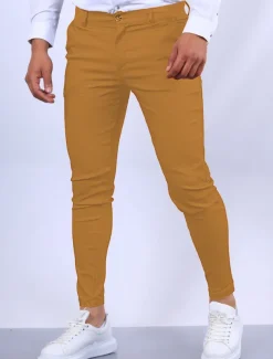 Men's Trousers Chinos Chino Pants Pocket Plain Comfort Breathable Outdoor Daily Going out Fashion Streetwear Black Orange