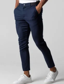 Men's Trousers Chinos Chino Pants Pocket Plain Comfort Breathable Outdoor Daily Going out Fashion Casual Black Dark Blue