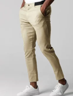 Men's Trousers Chinos Chino Pants Pocket Plain Comfort Breathable Outdoor Daily Going out Fashion Casual Black Dark Blue