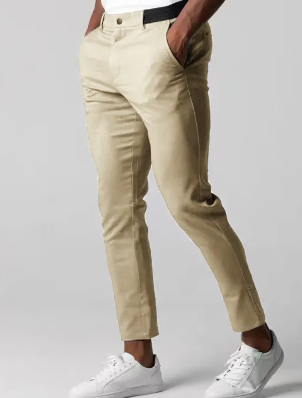 Men's Trousers Chinos Chino Pants Pocket Plain Comfort Breathable Outdoor Daily Going out Fashion Casual Black Dark Blue