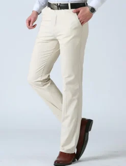 Men's Trousers Chinos Chino Pants Pocket Plain Comfort Breathable Outdoor Daily Going out Fashion Casual Black White