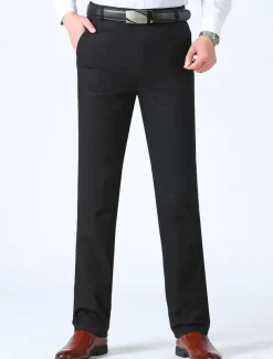 Men's Trousers Chinos Chino Pants Pocket Plain Comfort Breathable Outdoor Daily Going out Fashion Casual Black White