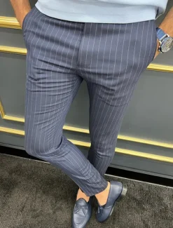 Men's Trousers Chinos Chino Pants Pocket Stripe Comfort Business Daily Streetwear Fashion Basic Khaki Gray