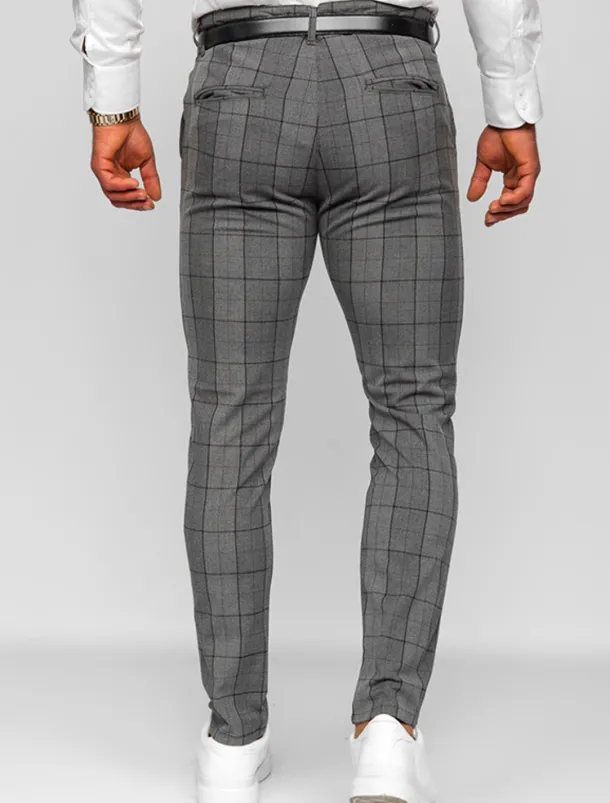 Men's Trousers Chinos Chino Pants Pocket Plaid Comfort Breathable Outdoor Daily Going out Fashion Casual Dark Gray Grey