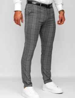 Men's Trousers Chinos Chino Pants Pocket Plaid Comfort Breathable Outdoor Daily Going out Fashion Casual Dark Gray Grey