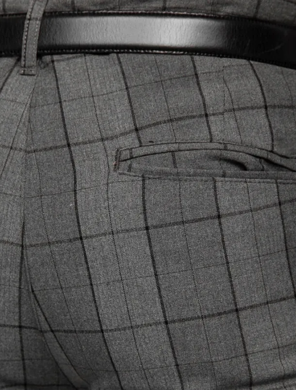 Men's Trousers Chinos Chino Pants Pocket Plaid Comfort Breathable Outdoor Daily Going out Fashion Casual Dark Gray Grey