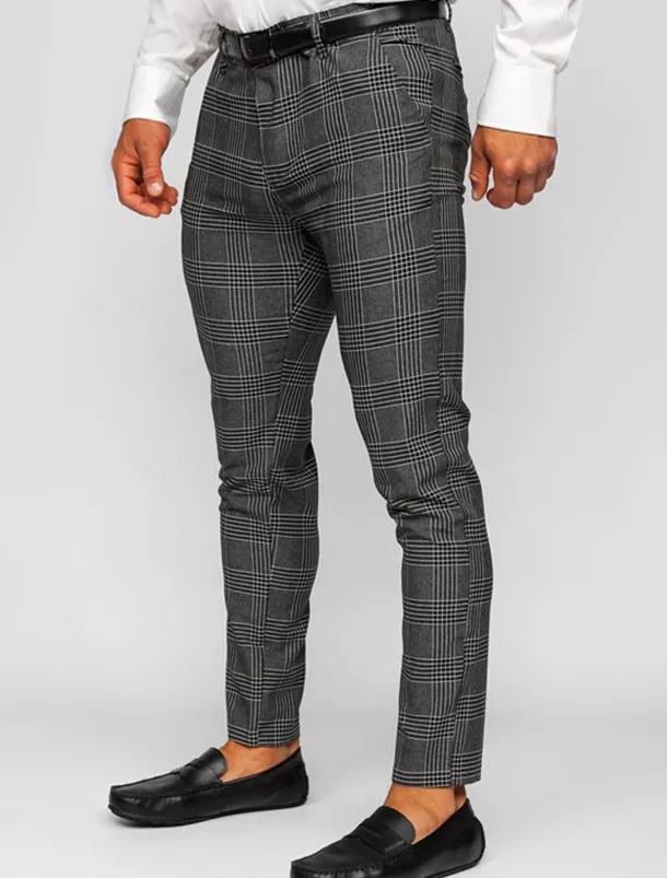 Men's Trousers Chinos Chino Pants Pocket Plaid Comfort Breathable Outdoor Daily Going out Fashion Casual Dark Gray Grey