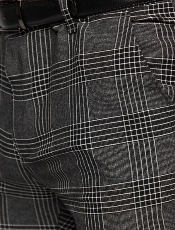 Men's Trousers Chinos Chino Pants Pocket Plaid Comfort Breathable Outdoor Daily Going out Fashion Casual Dark Gray Grey