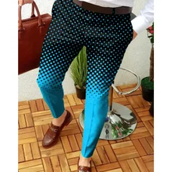 Men's Trousers Chinos Jogger Pants Patchwork Zipper Pocket Graphic Prints Geometry Business Casual Trousers Punk & Gothic Slim Yellow Red Micro-elastic