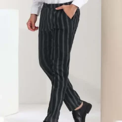 Men's Trousers Chinos Jogger Pants Pocket Straight Leg Stripe Comfort Daily Holiday Going out Fashion Classic Black Blue Micro-elastic