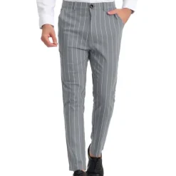 Men's Trousers Chinos Jogger Pants Pocket Straight Leg Stripe Comfort Daily Holiday Going out Fashion Classic Black Blue Micro-elastic