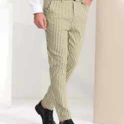 Men's Trousers Chinos Jogger Pants Pocket Straight Leg Stripe Comfort Daily Holiday Going out Fashion Classic Black Blue Micro-elastic