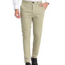 Men's Trousers Chinos Jogger Pants Pocket Straight Leg Stripe Comfort Daily Holiday Going out Fashion Classic Black Blue Micro-elastic