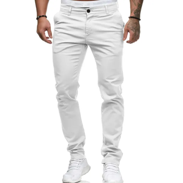 Men's Trousers Chinos Slacks Jogger Pants Straight Leg Geometry Breathable Soft Ankle-Length Home Daily Stylish Classic Style Slim Black White Mid Waist Micro-elastic