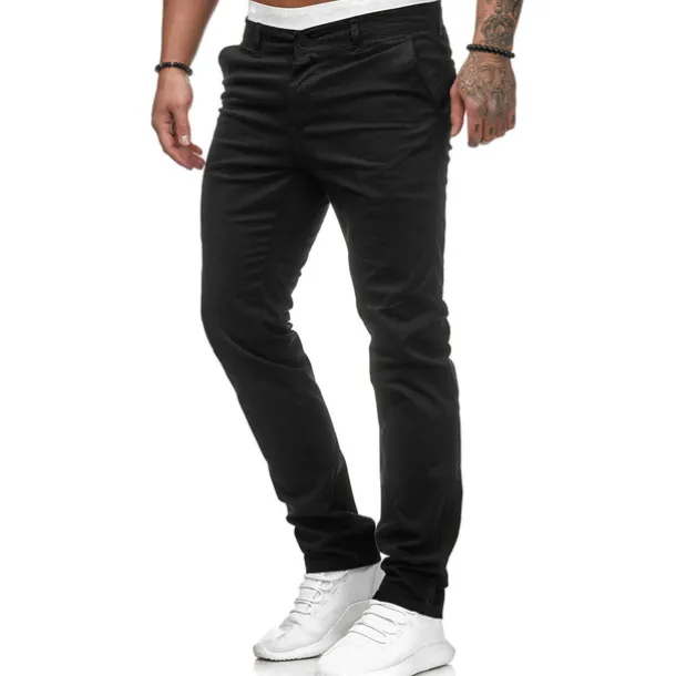 Men's Trousers Chinos Slacks Jogger Pants Straight Leg Geometry Breathable Soft Ankle-Length Home Daily Stylish Classic Style Slim Black White Mid Waist Micro-elastic
