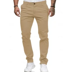 Men's Trousers Chinos Slacks Jogger Pants Straight Leg Geometry Breathable Soft Ankle-Length Home Daily Stylish Classic Style Slim Black White Mid Waist Micro-elastic