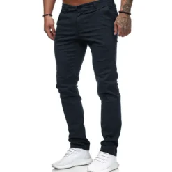 Men's Trousers Chinos Slacks Jogger Pants Straight Leg Geometry Breathable Soft Ankle-Length Home Daily Stylish Classic Style Slim Black White Mid Waist Micro-elastic