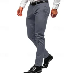 Men's Trousers Chinos Slacks Jogger Pants Straight Leg Geometry Breathable Soft Ankle-Length Home Daily Stylish Classic Style Slim Black White Mid Waist Micro-elastic