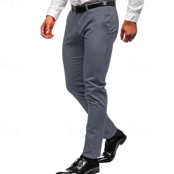 Men's Trousers Chinos Slacks Jogger Pants Straight Leg Geometry Breathable Soft Ankle-Length Home Daily Stylish Classic Style Slim Black White Mid Waist Micro-elastic