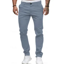 Men's Trousers Chinos Slacks Jogger Pants Straight Leg Geometry Breathable Soft Ankle-Length Home Daily Stylish Classic Style Slim Black White Mid Waist Micro-elastic