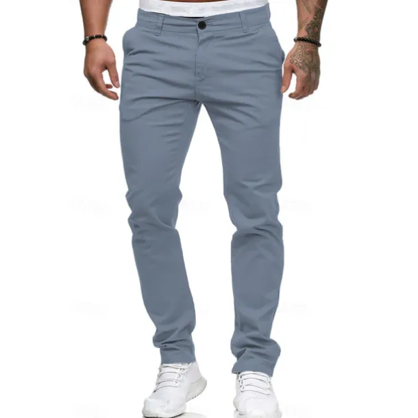 Men's Trousers Chinos Slacks Jogger Pants Straight Leg Geometry Breathable Soft Ankle-Length Home Daily Stylish Classic Style Slim Black White Mid Waist Micro-elastic