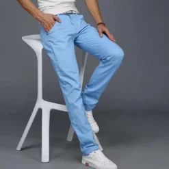 Men's Trousers Chinos Work Pants Casual Pants Pocket Straight Leg Plain Comfort Breathable Office Daily Streetwear Stylish Classic Black Wine Micro-elastic