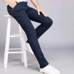 Men's Trousers Chinos Work Pants Casual Pants Pocket Straight Leg Plain Comfort Breathable Office Daily Streetwear Stylish Classic Black Wine Micro-elastic