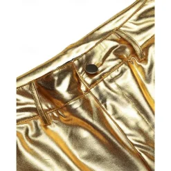 Men's Trousers Faux Leather Pants Casual Pants Front Pocket Plain Comfort Party Daily Holiday Fashion Glitters Silver Black