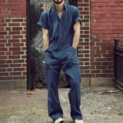 Men's Trousers Jumpsuit Casual Pants Pocket Plain Comfort Sports Outdoor Daily Fashion Casual Black Blue Micro-elastic