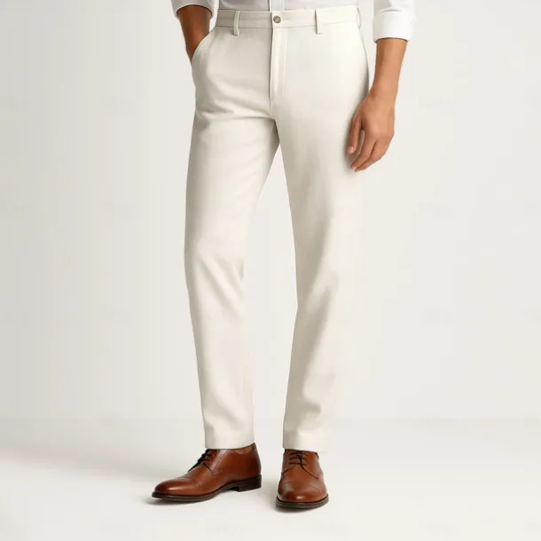 Men's Trousers Solid Color Knee Length Business Classic Style Casual Black White Inelastic