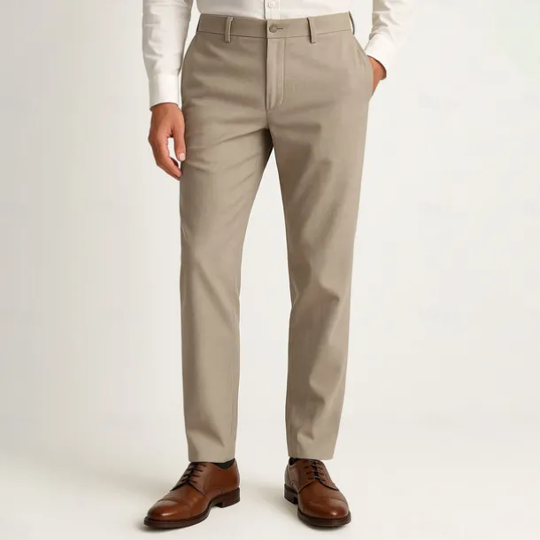 Men's Trousers Solid Color Knee Length Business Classic Style Casual Black White Inelastic