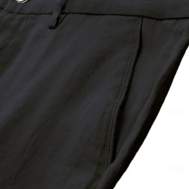 Men's Trousers Solid Color Knee Length Business Classic Style Casual Black White Inelastic