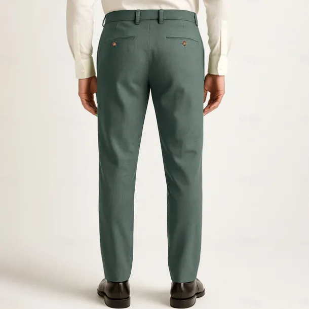 Men's Trousers Solid Color Knee Length Business Classic Style Casual Black White Inelastic