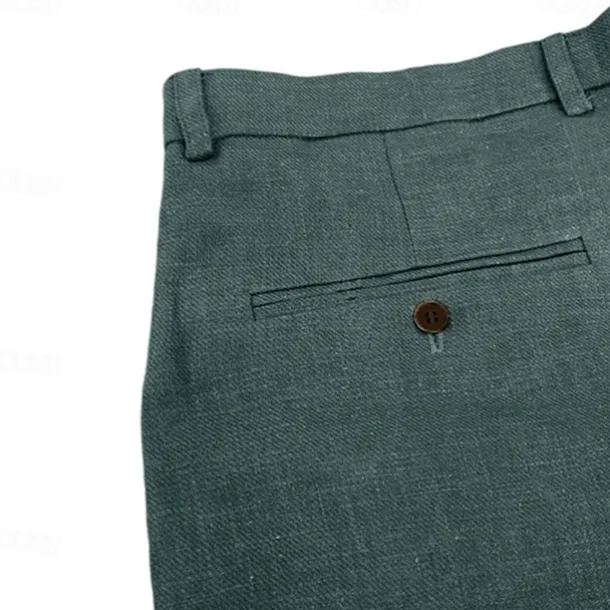 Men's Trousers Solid Color Knee Length Business Classic Style Casual Black White Inelastic