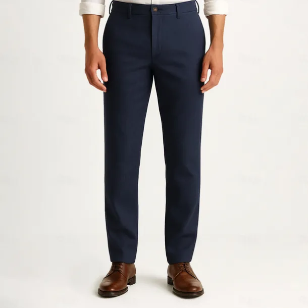 Men's Trousers Solid Color Knee Length Business Classic Style Casual Black White Inelastic